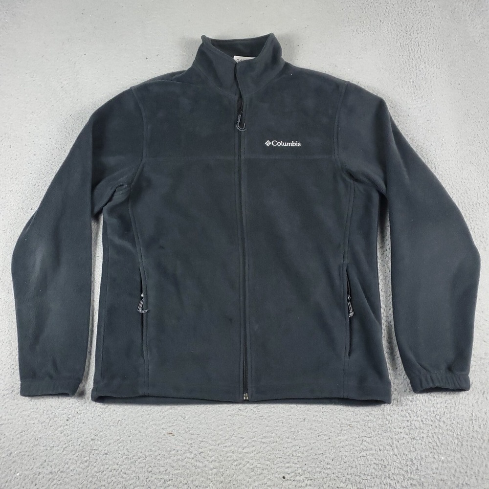 Columbia Jacket Mens Medium Black Fleece Casual Full Zip Up Winter Sweater